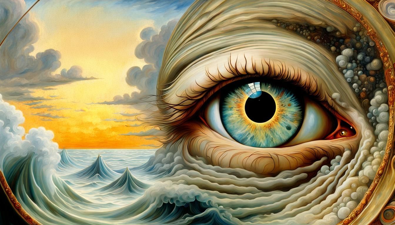 Angelic Eye Fractal Seascape in Vivid Color