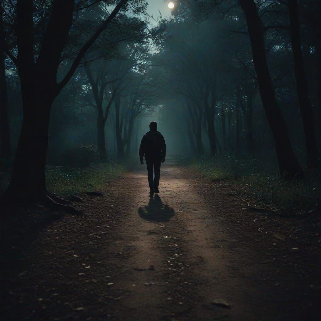 Dramatic Park Walk: Cinematic Film Still