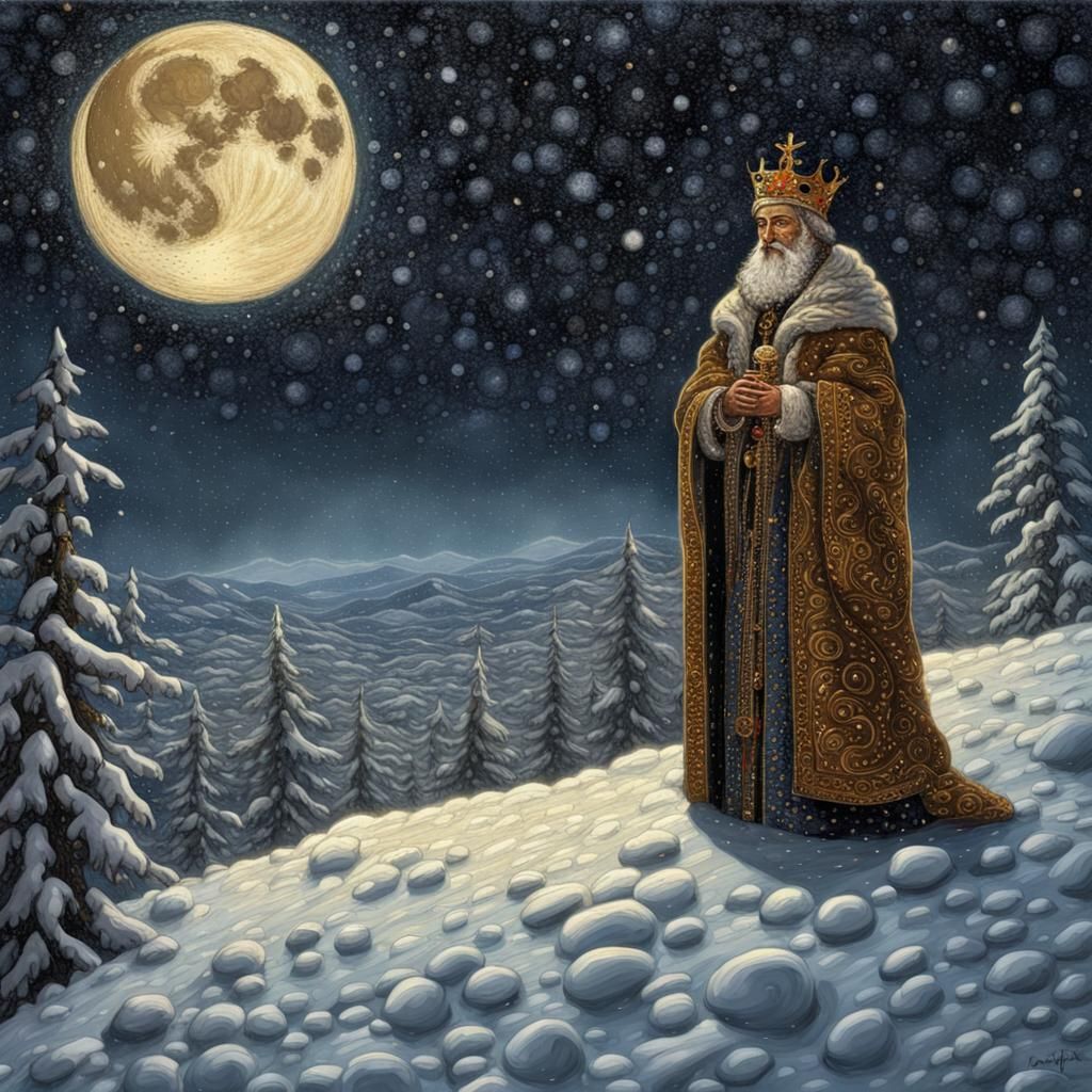 King Wenceslas in Bohemian Dot Painting Style