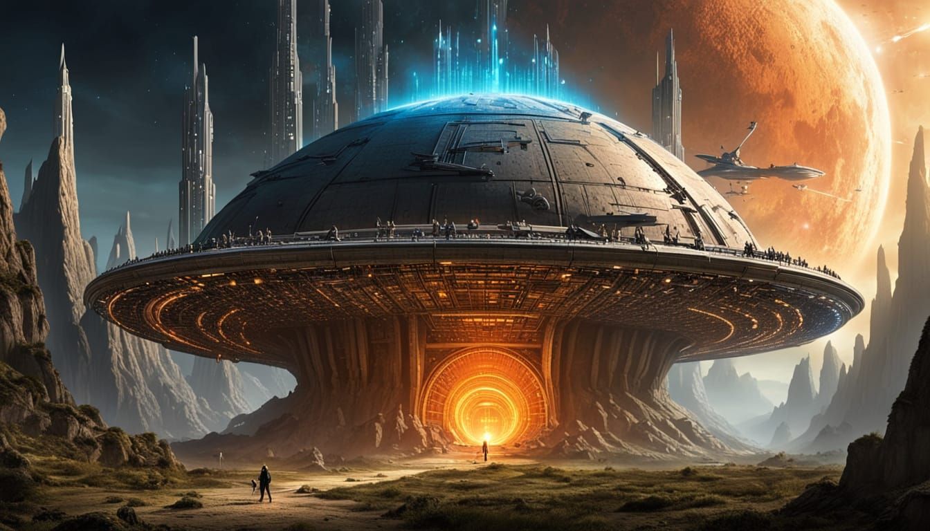 Stargate Fortress on Glowing Planet with Secret Labs