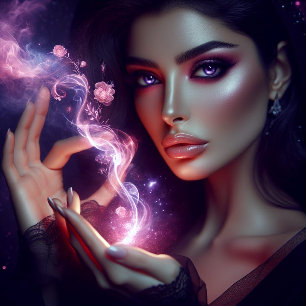 Enchanting Witch Casting Spell in the Night