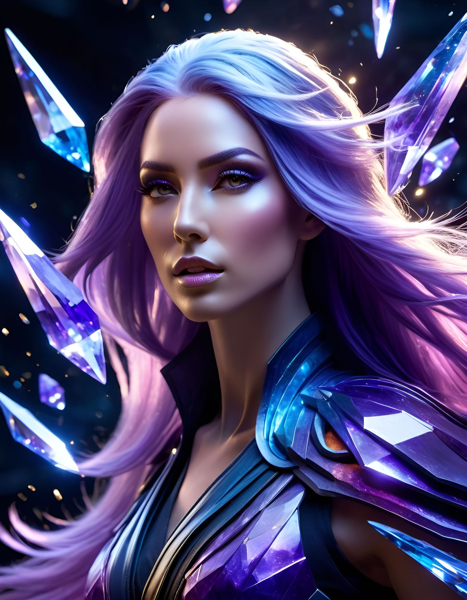 Ethereal Angel with Floating Amethyst Shards