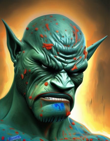 Hyperrealistic Orc Man in Graffiti Art Style