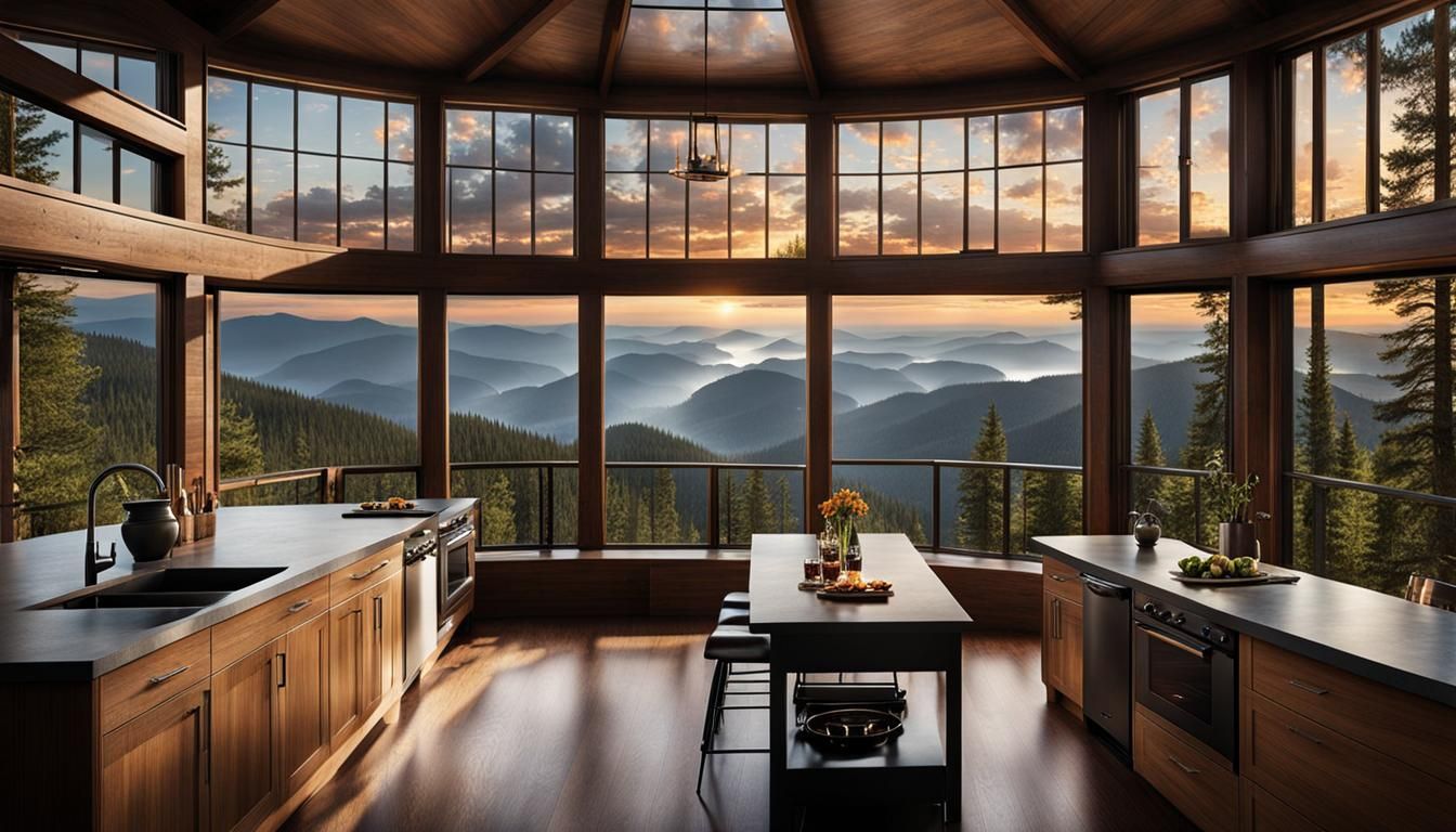 Spectacular Forest House with Central Kitchen: Digital Matte...