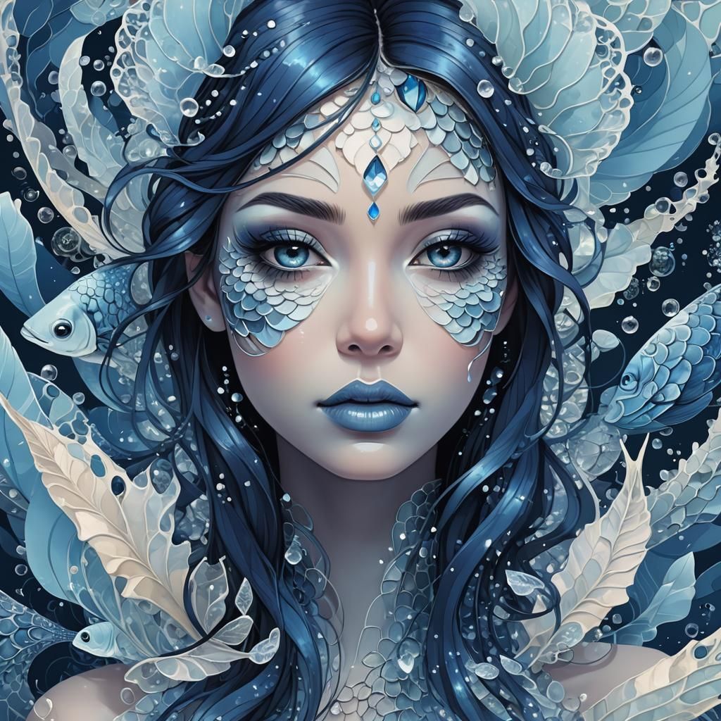 Crystal Girl with Fish Scales in Fractal Design