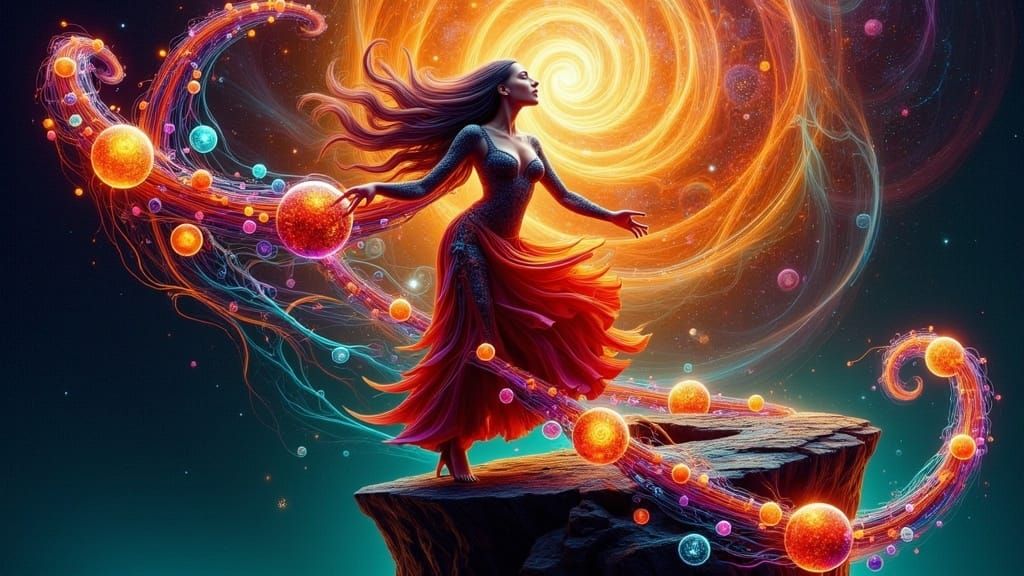 Flamenco Dancer at World's End in Starry Abyss