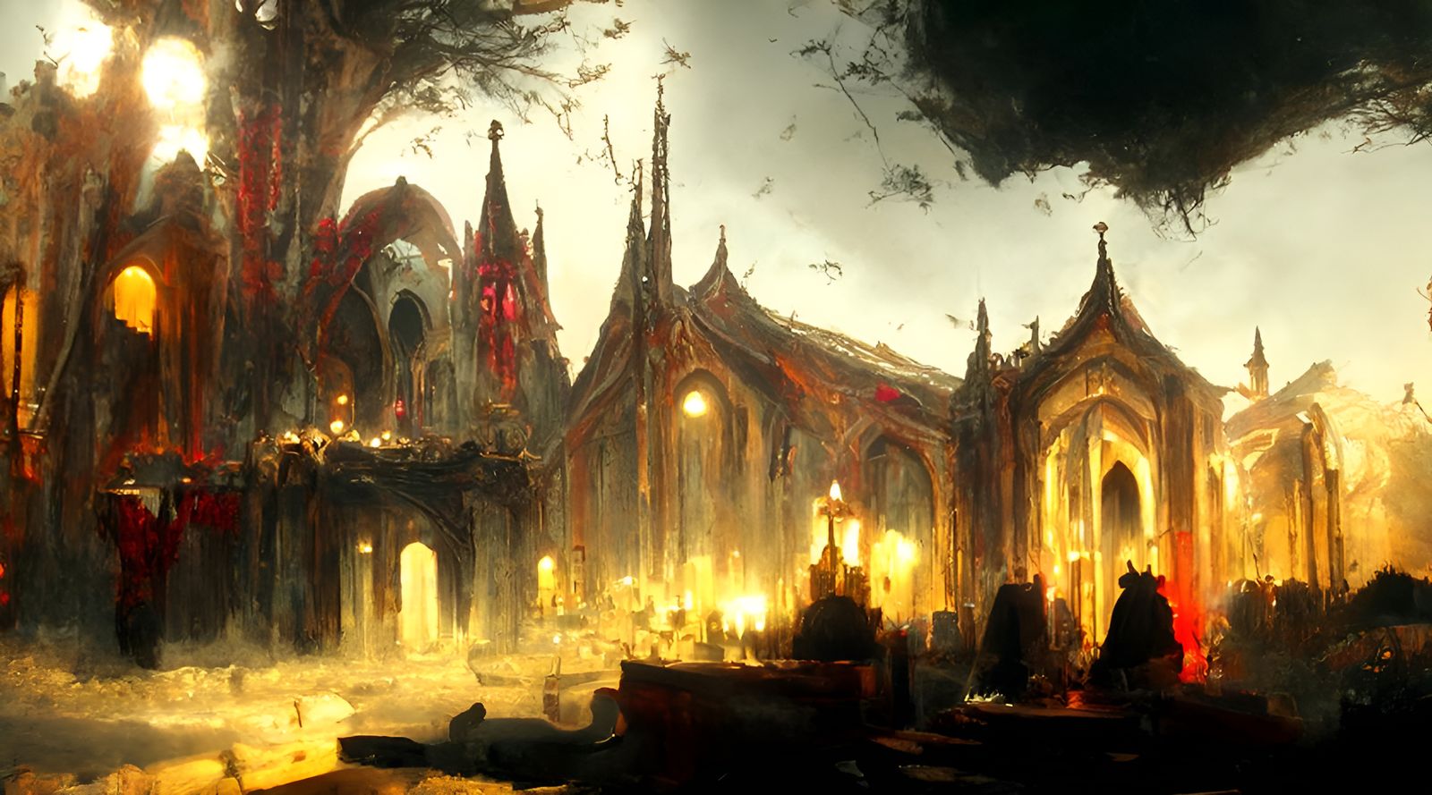 Evil Vampire Cathedral at Night, Hyperdetailed