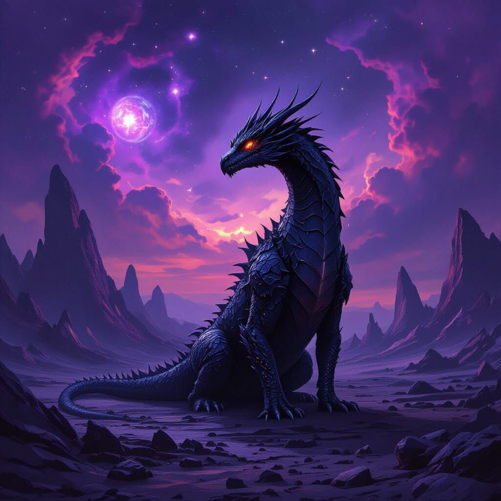 Obsidian Dragon on Alien World, Celestial Patterns