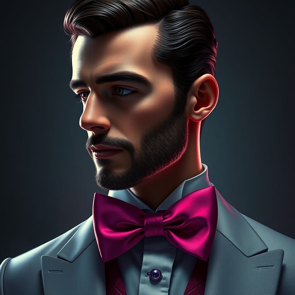 Gentleman with Pink Bowtie: Digital Portrait