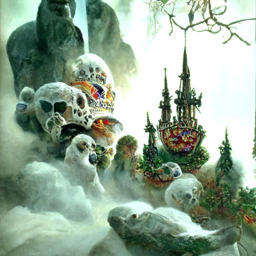 Ethereal Kingdom of Skulls in Mist