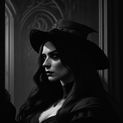 Gothic Heroine Struggles with Locked Door in Chiaroscuro