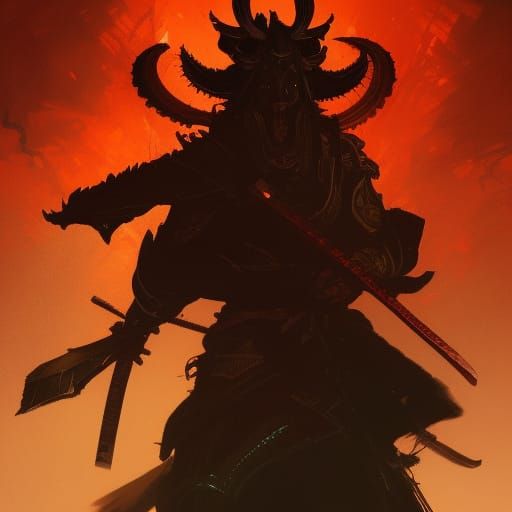 Demon Samurai in Dark Fantasy Style