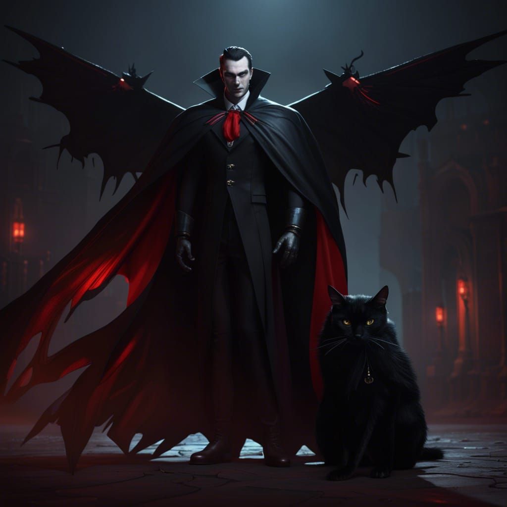 Dracula with Black Wings Fantasy Art