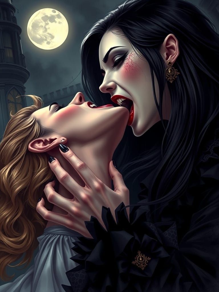 Gothic Vampire Woman in Victorian-Era Inspiration