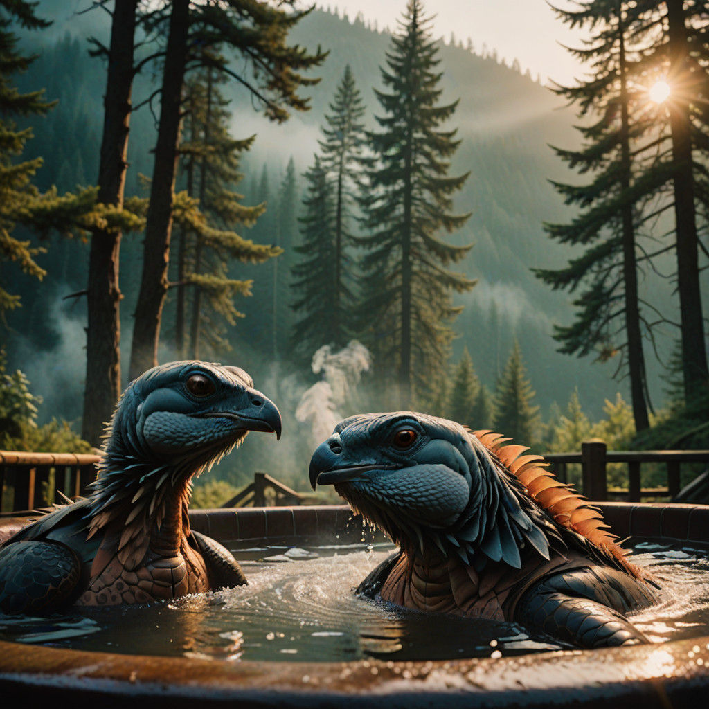 Epic Cinematic Masterpiece of Pterodactyl Turtles in a Steam...