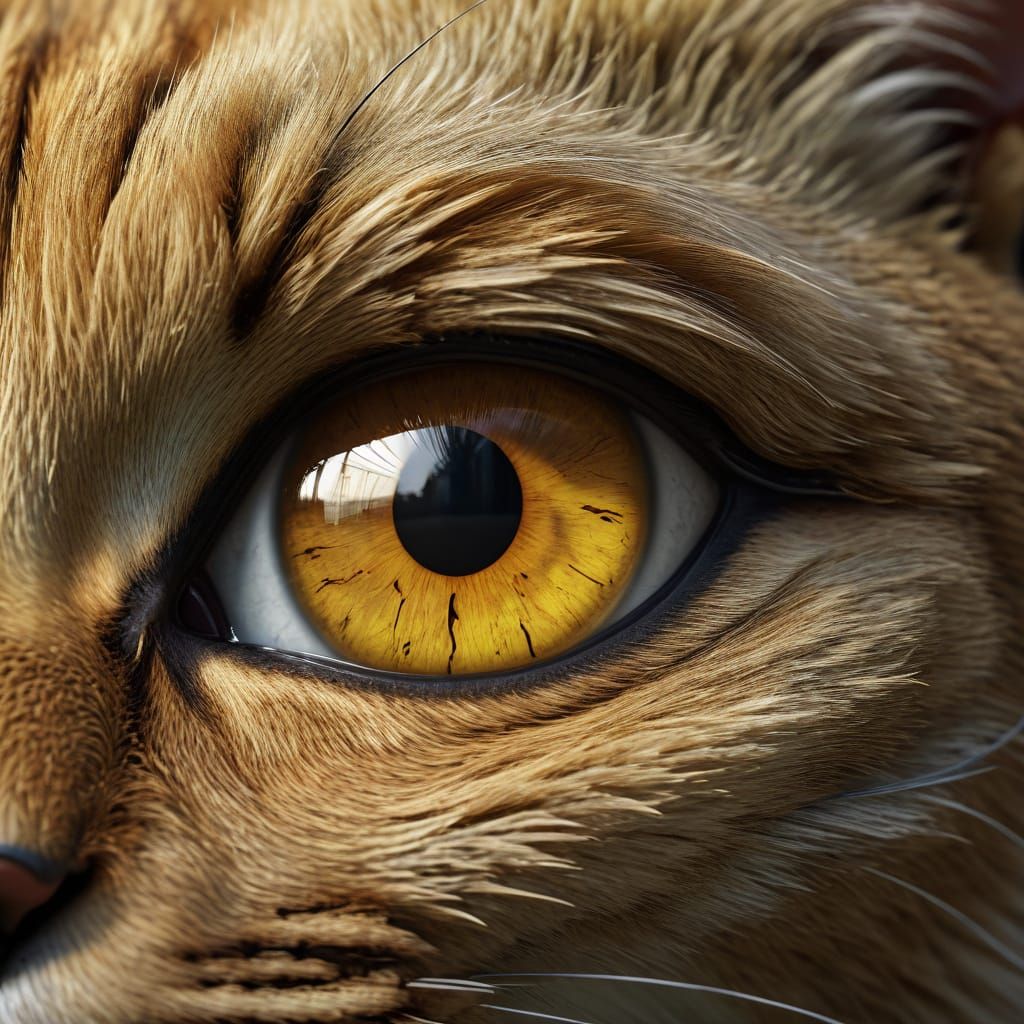 Golden Cat Eye Macro in 8K Photorealistic Style