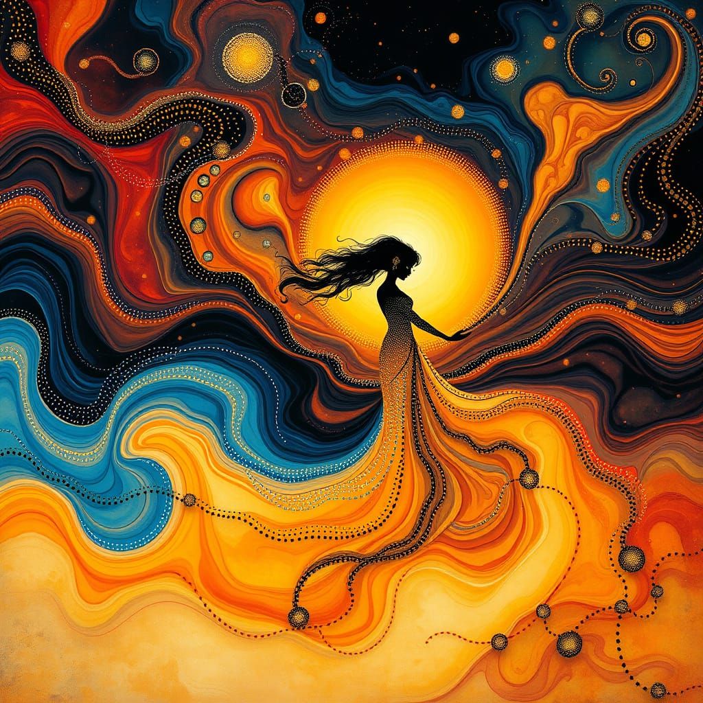 Mystical Lady in Psychedelic Fractal Fusion