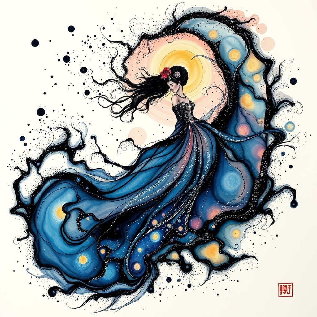 Mystical Lady in Psychedelic Fractal Fusion