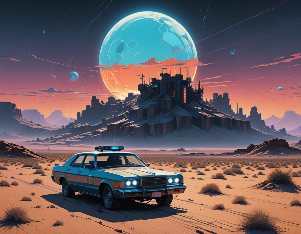 Glitching Desert Vortex in Neon-Lit Futurism