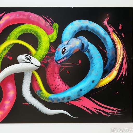 Graffiti Art: White and Black Snakes