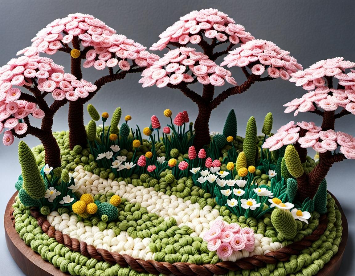 Kumihimo creation of a totally beautiful spring forest with flowers