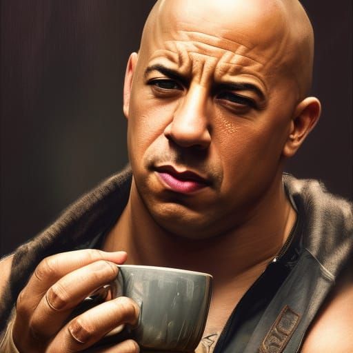 Riddick's Tea Time: Hyperdetailed Portrait