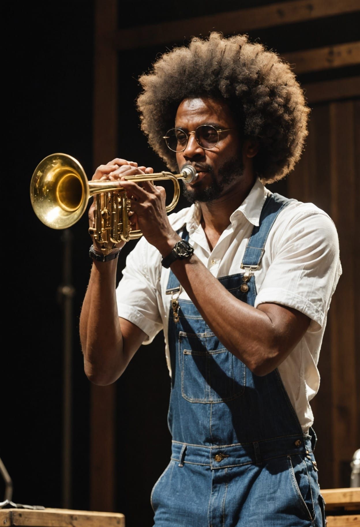 Passionate Trumpet Player in Urban Spotlight