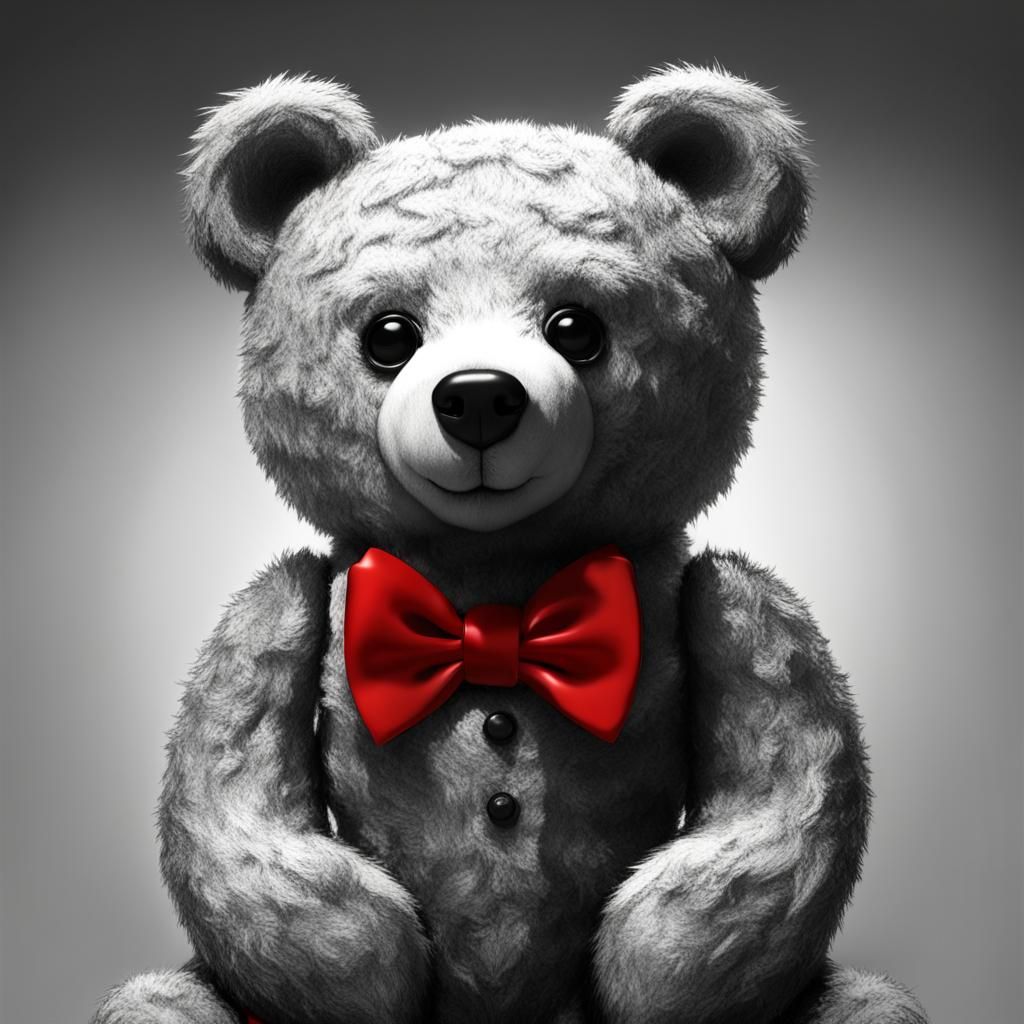 Teddy Bear in Black and White Matte Painting