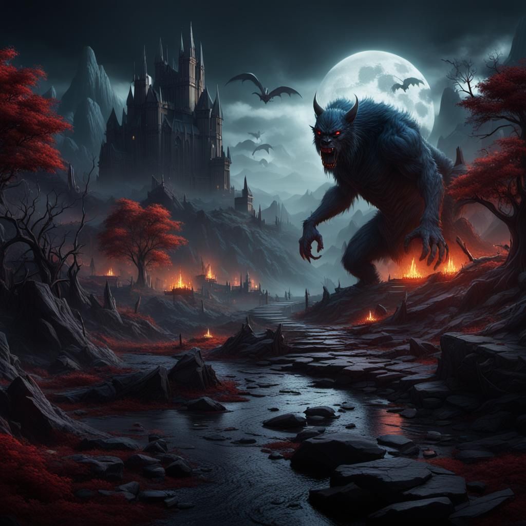 Fantasy Landscape with Mythical Creatures in Digital Art