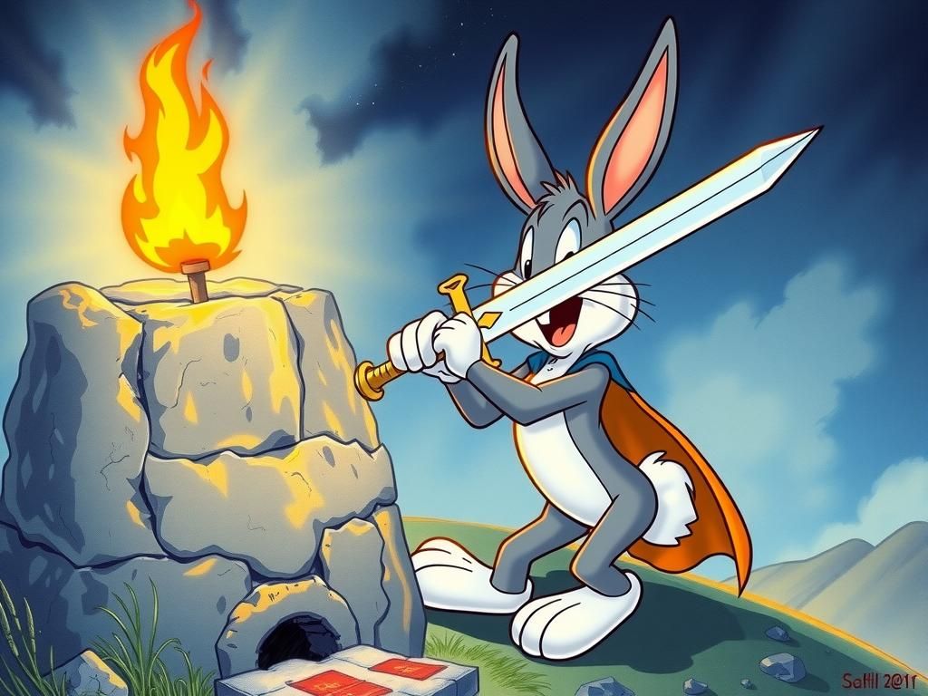 Bugs Bunny as King Arthur: Comic Book Art