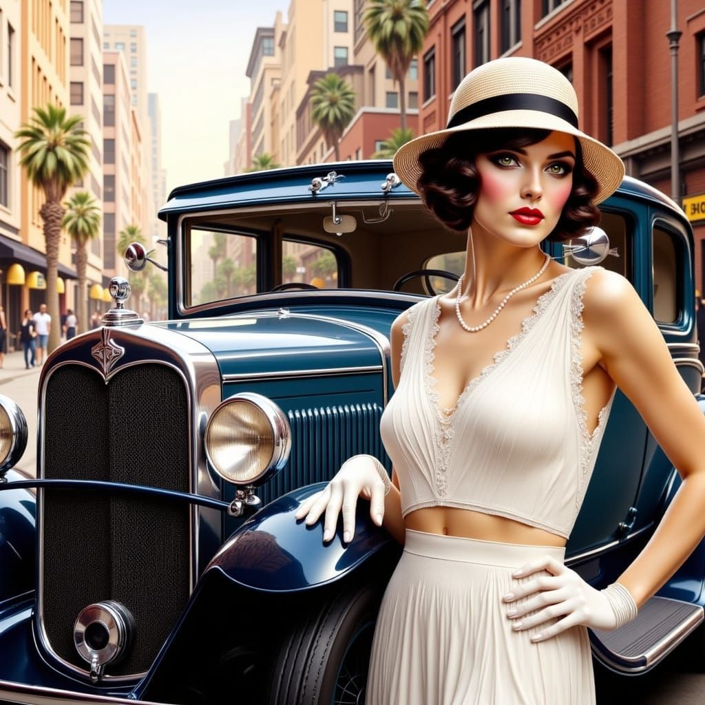 1920s Flapper Girl in Hollywood Art Deco Style
