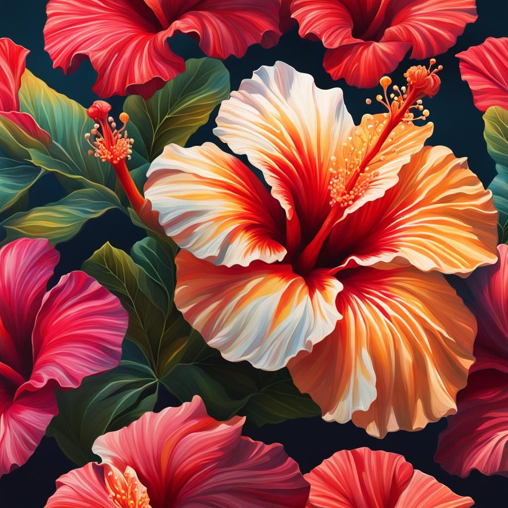 Hyperrealistic Hibiscus Flower Splash Art