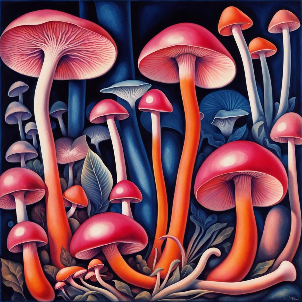 Psychedelic Mushrooms in Art Deco Style