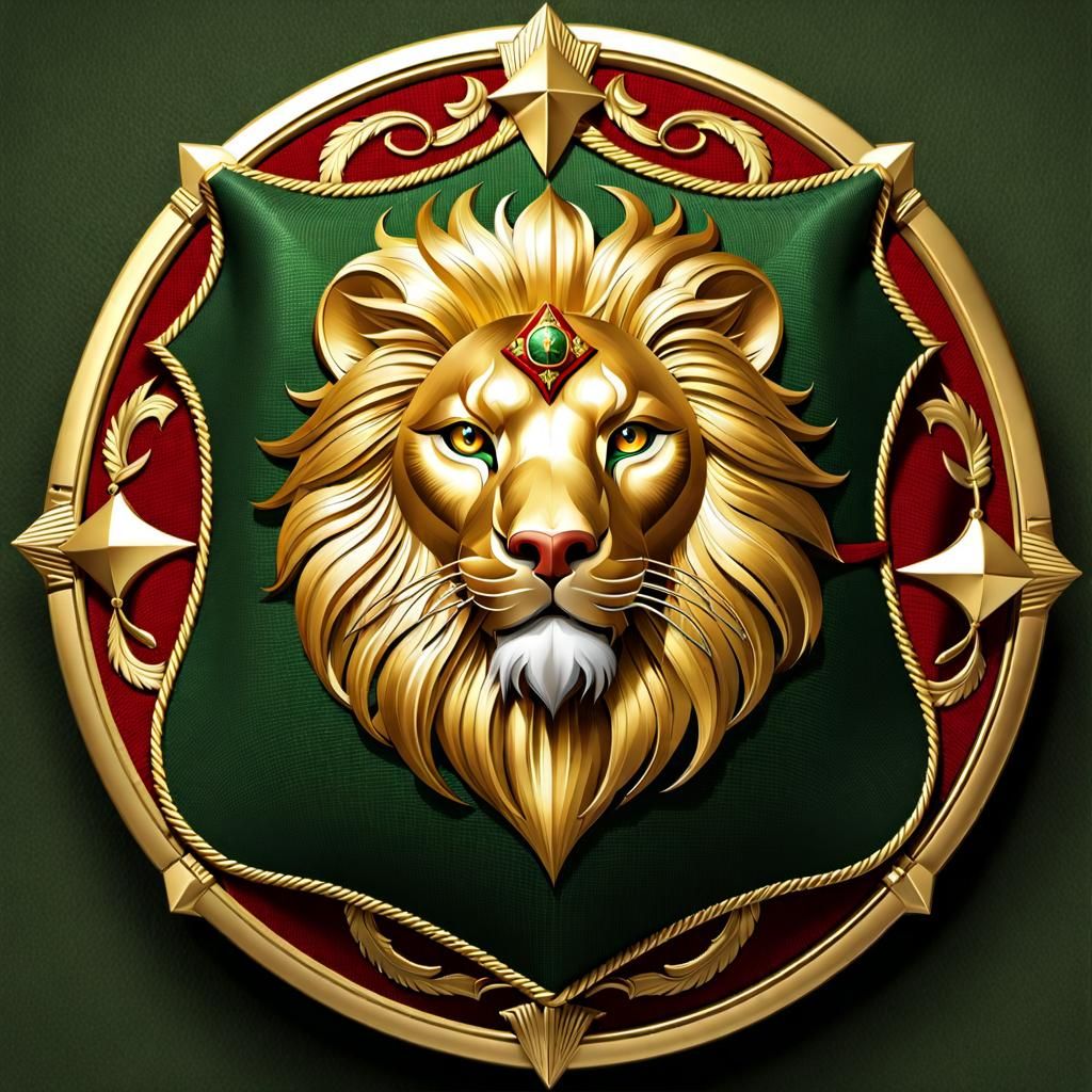 Medieval Kite Shield with Lion Emblem, Hyperrealistic Art