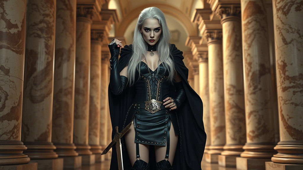 Woman with Saber in Grand Marble Hall