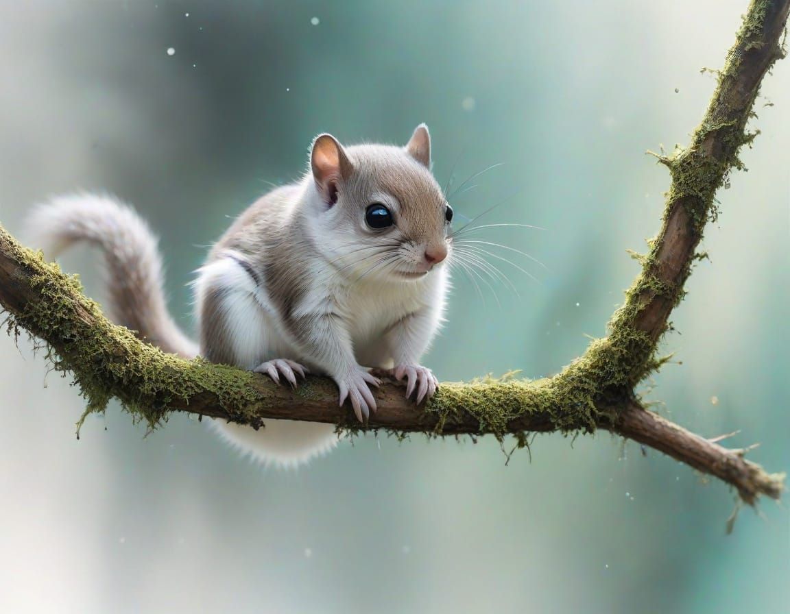 Baby Flying Squirrel in Ethereal Watercolour Style