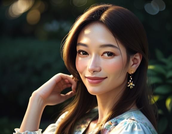 Impressionist Woman Portrait in Sunlit Garden