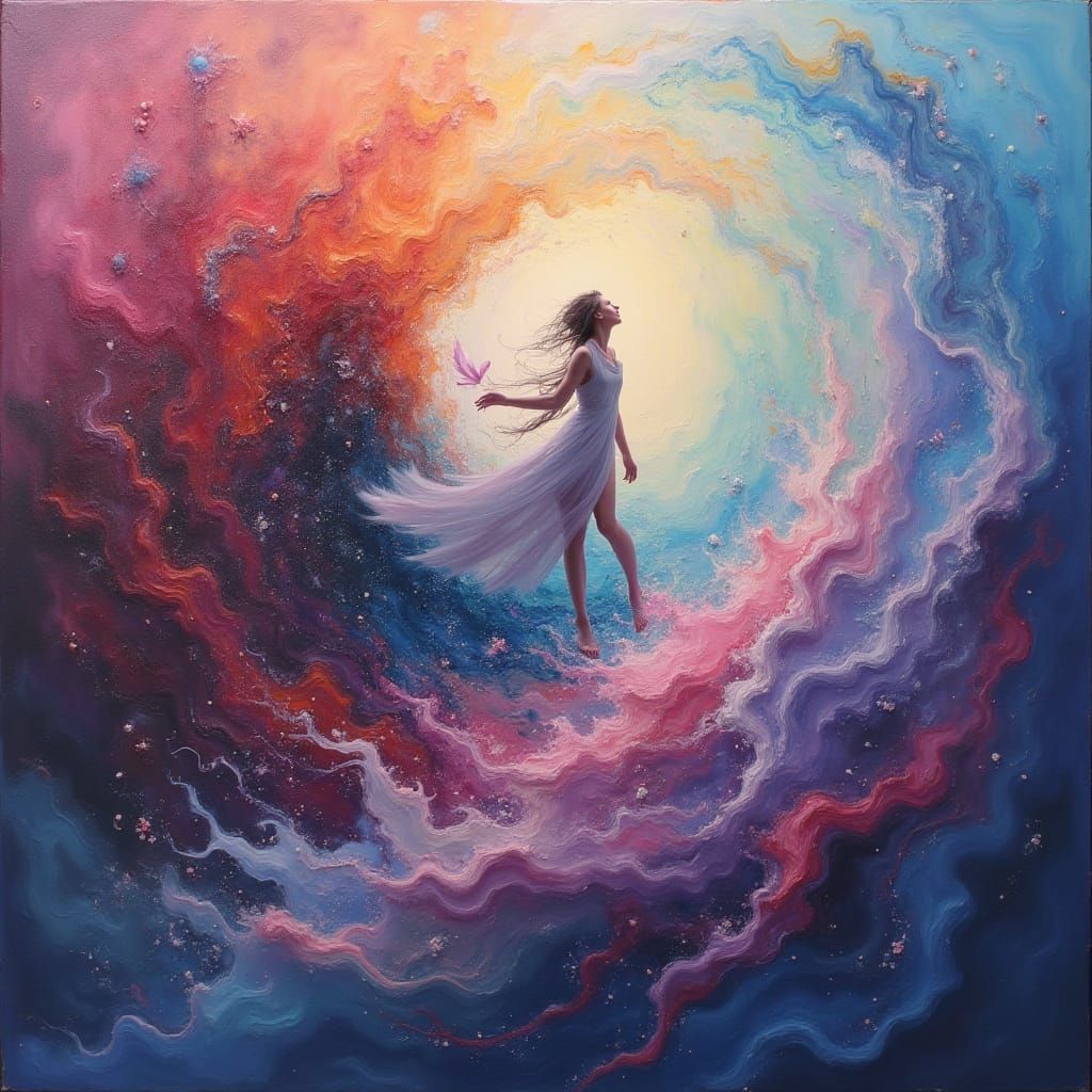 Ethereal Figure Emerges: Dreamlike Impasto Bodyscape