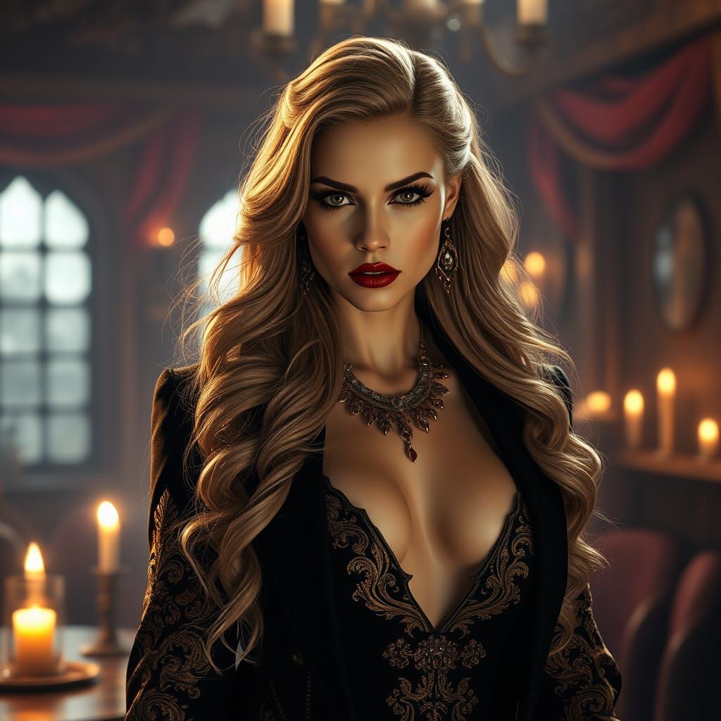 Ethereal European Beauty in Regal Attire