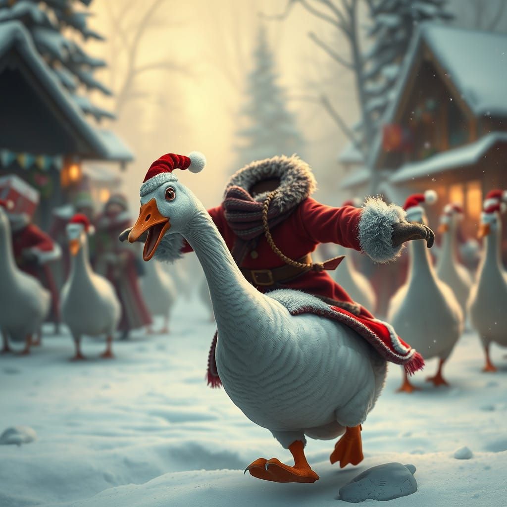 Fantastical Christmas Spirit in a Red and White Outfit