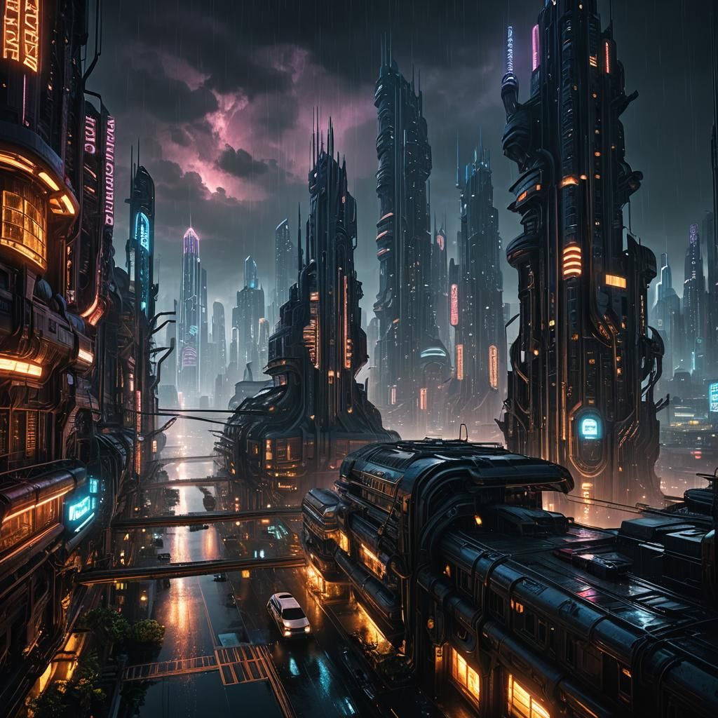 Futuristic Metropolis on Kepler B12 in Sci-Fi Style