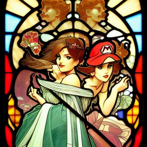 Super Mario Brothers in Art Nouveau Style