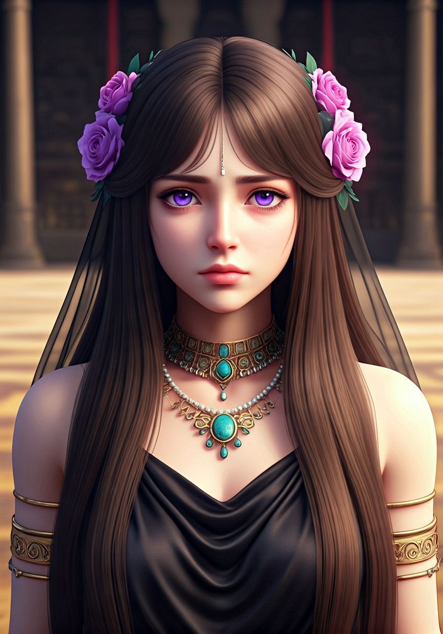 Ancient Greek Woman Mourns in Palace Arena