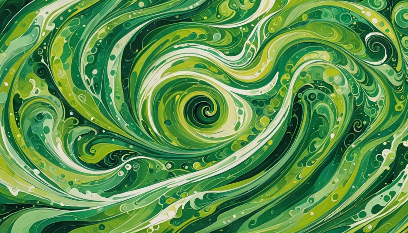Dynamic Green Abstract Wave Digital Art