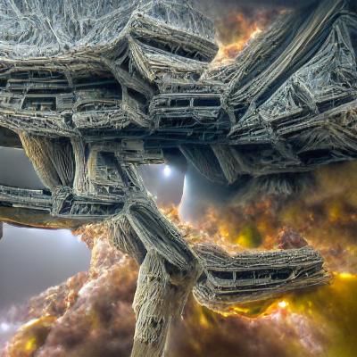 Extraterrestrial Megastructure Implosion: 8K 3D Rendering