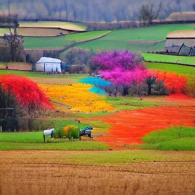 AI Generated Burst of Color over Field