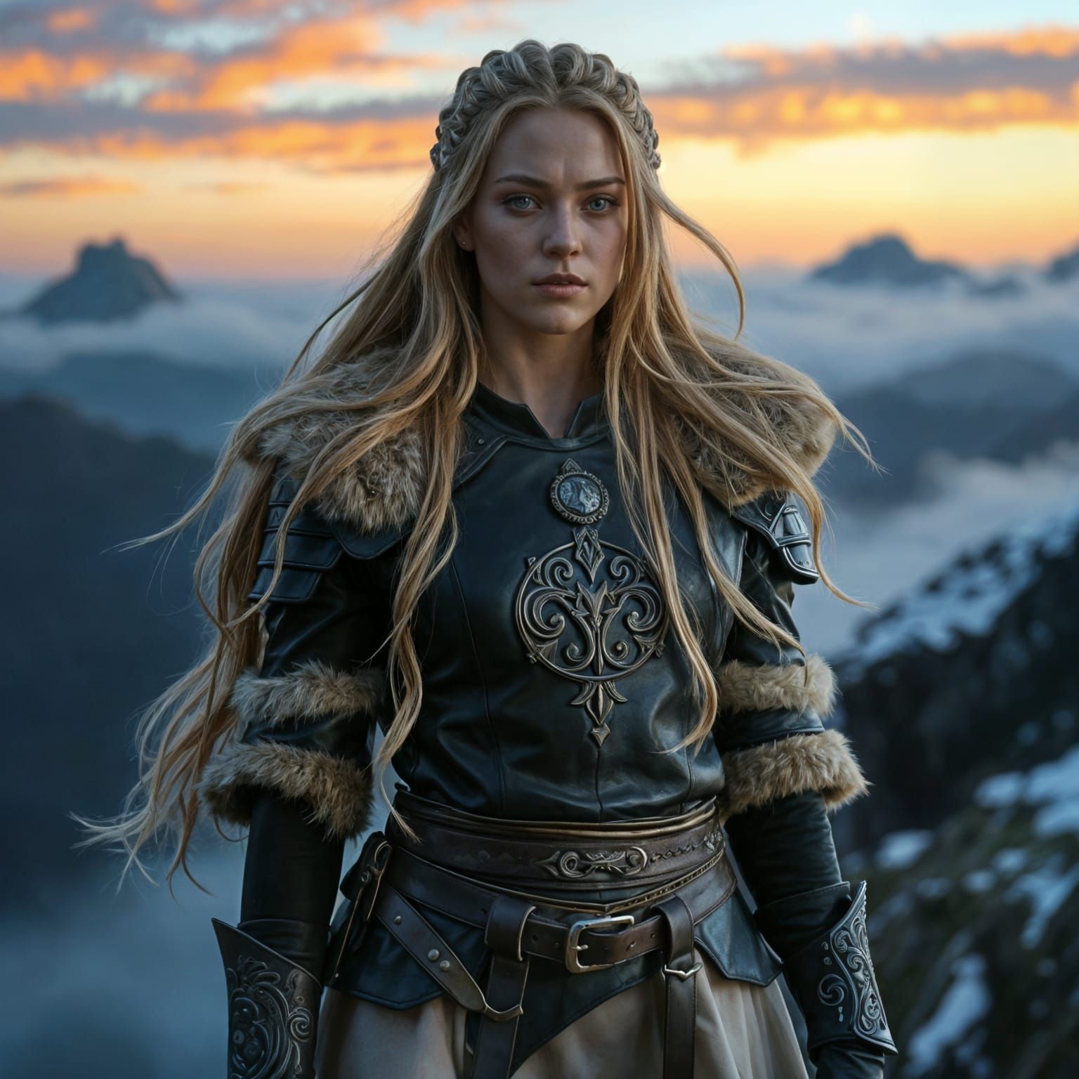 Hervor Alvitr, a young Norse Valkyrie with a regal and elega...