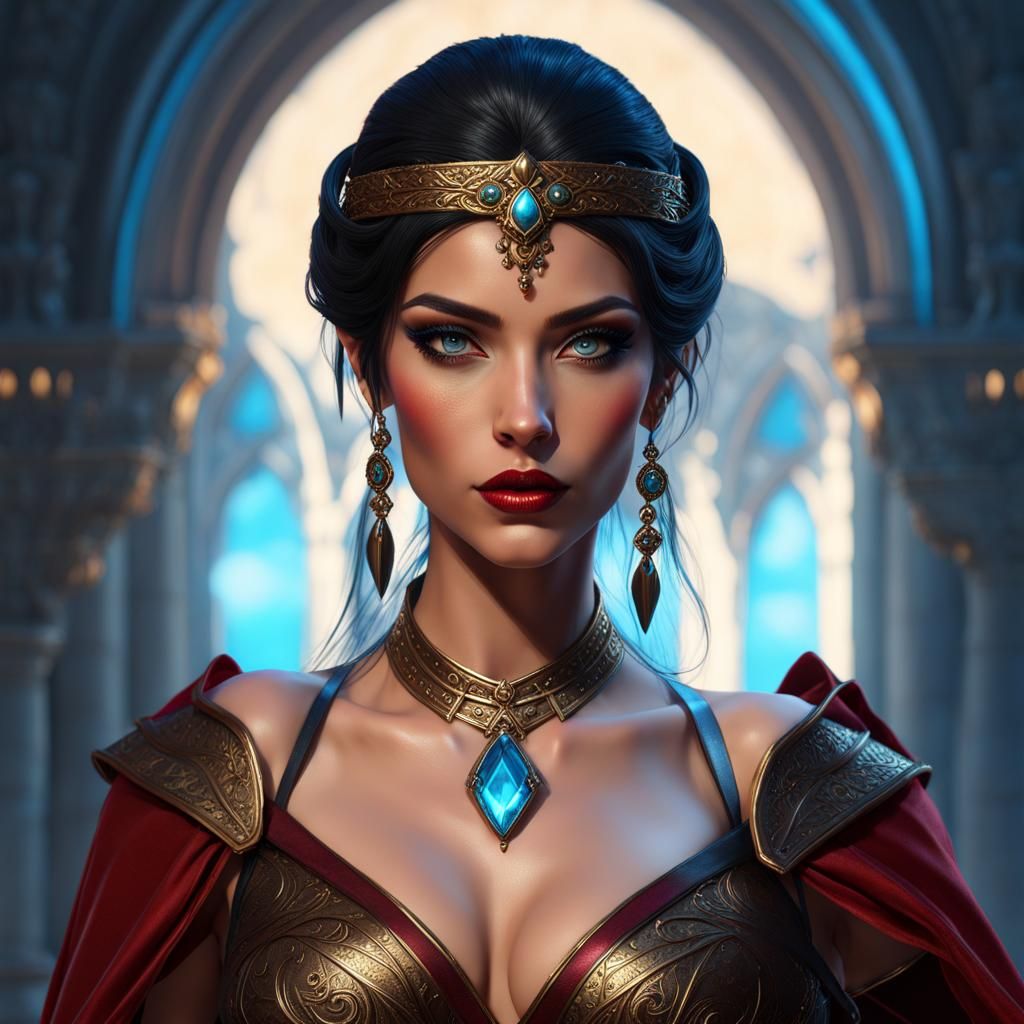 Half-Elf Queen Portrait in Dark Fantasy Style