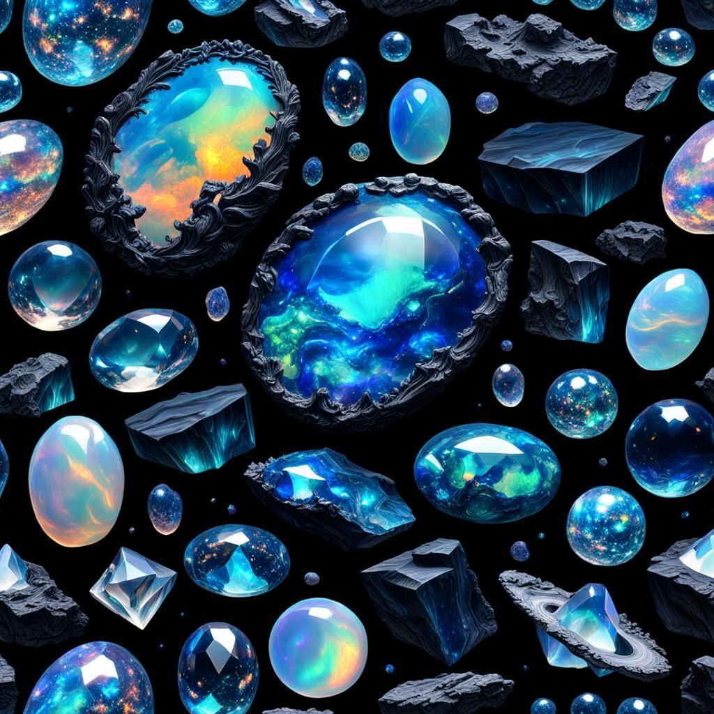 Opalescent Astral Collection in Mixed Media Illustration