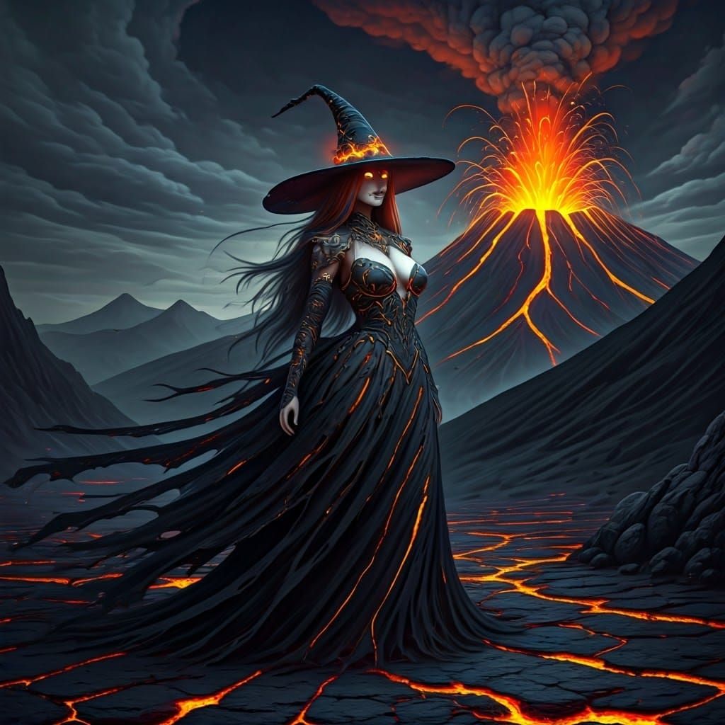 Lava Witch in Volcanic Landscape